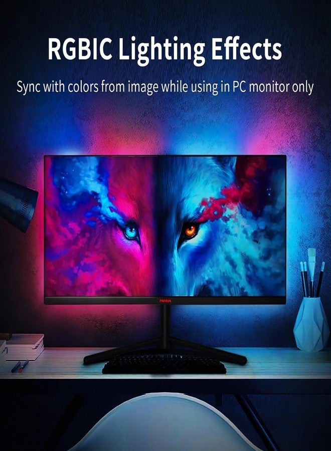 MITSUKO Phantom G1 Monitor Gaming Light RGBIC LED Backlight for Upto 40 Inch PC, Smart Ambiance Gradient Lightstrip for Monitors with Color Matching, Curved Monitors Compatible (32-40 Inch) - Image 2